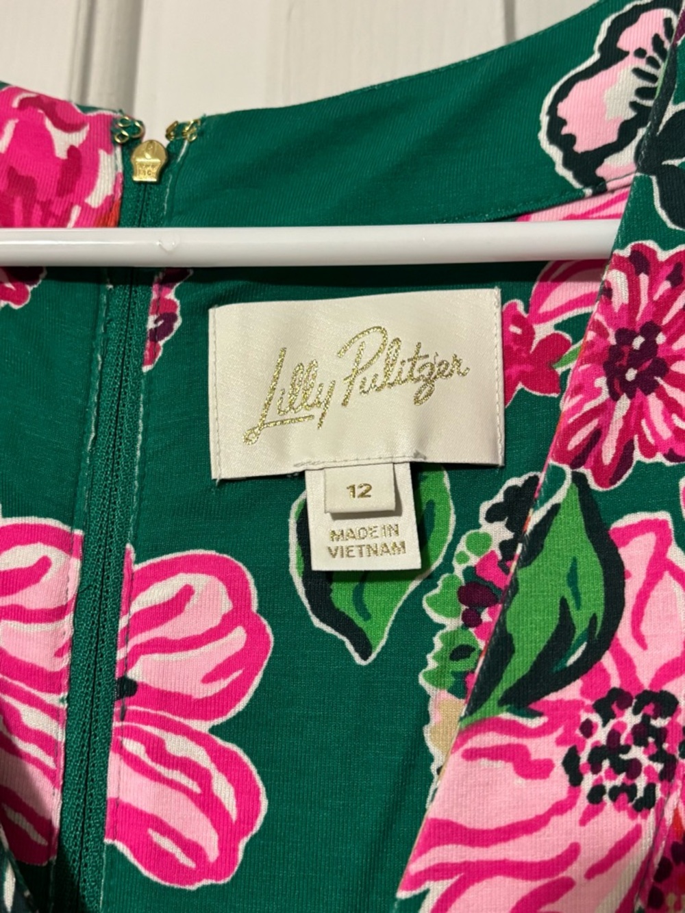 Lilly Pulitzer Green Dress with Pink Floral Print